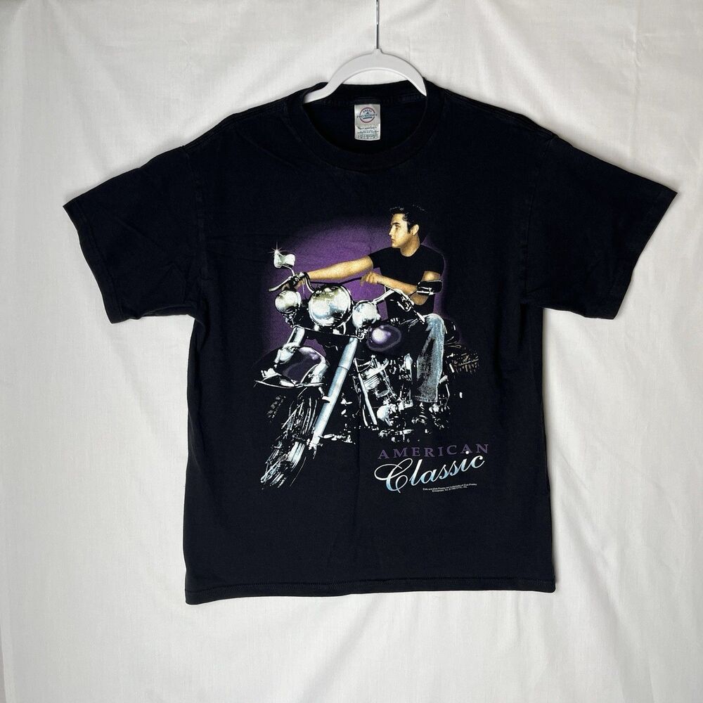 Vintage 1992 Elvis Presley American Classic Motorcycle T-Shirt Medium Black
